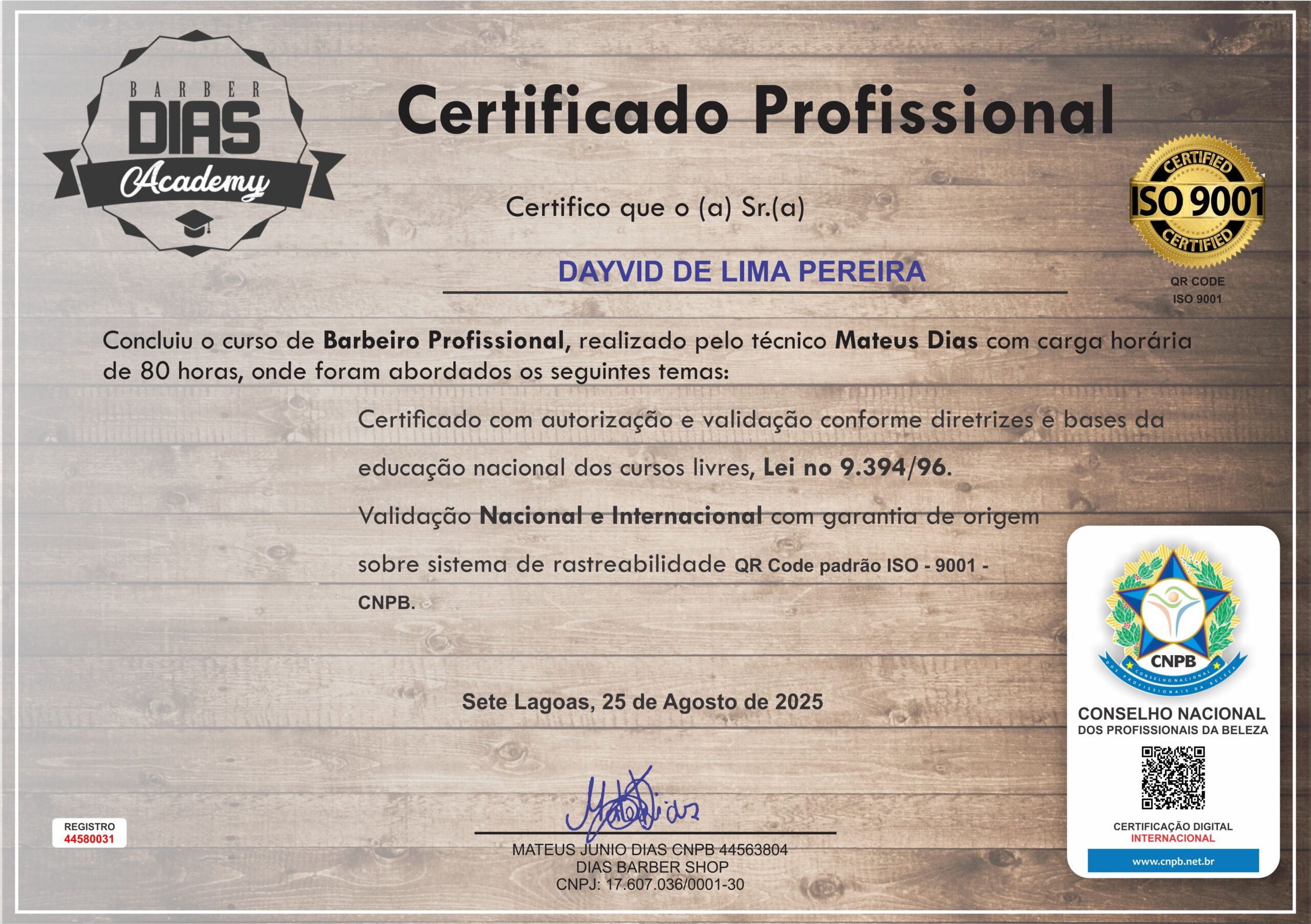 DAYVID DE LIMA PEREIRA