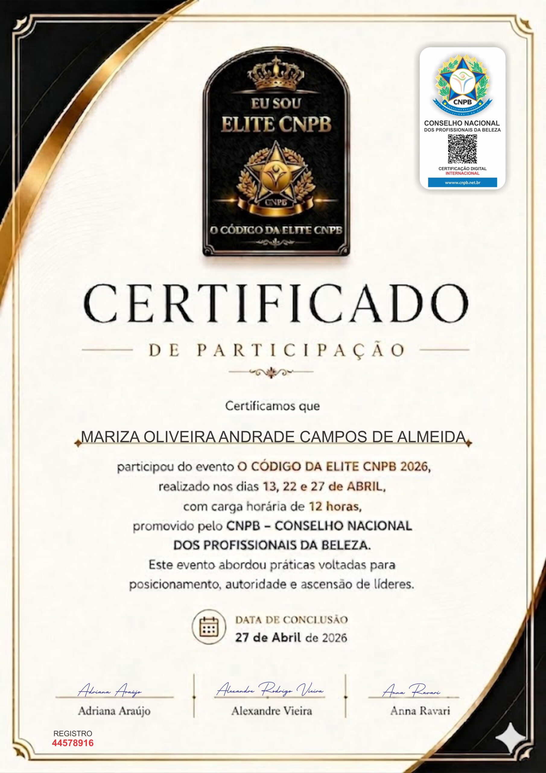 MARIZA OLIVEIRA ANDRADE CAMPOS DE ALMEIDA