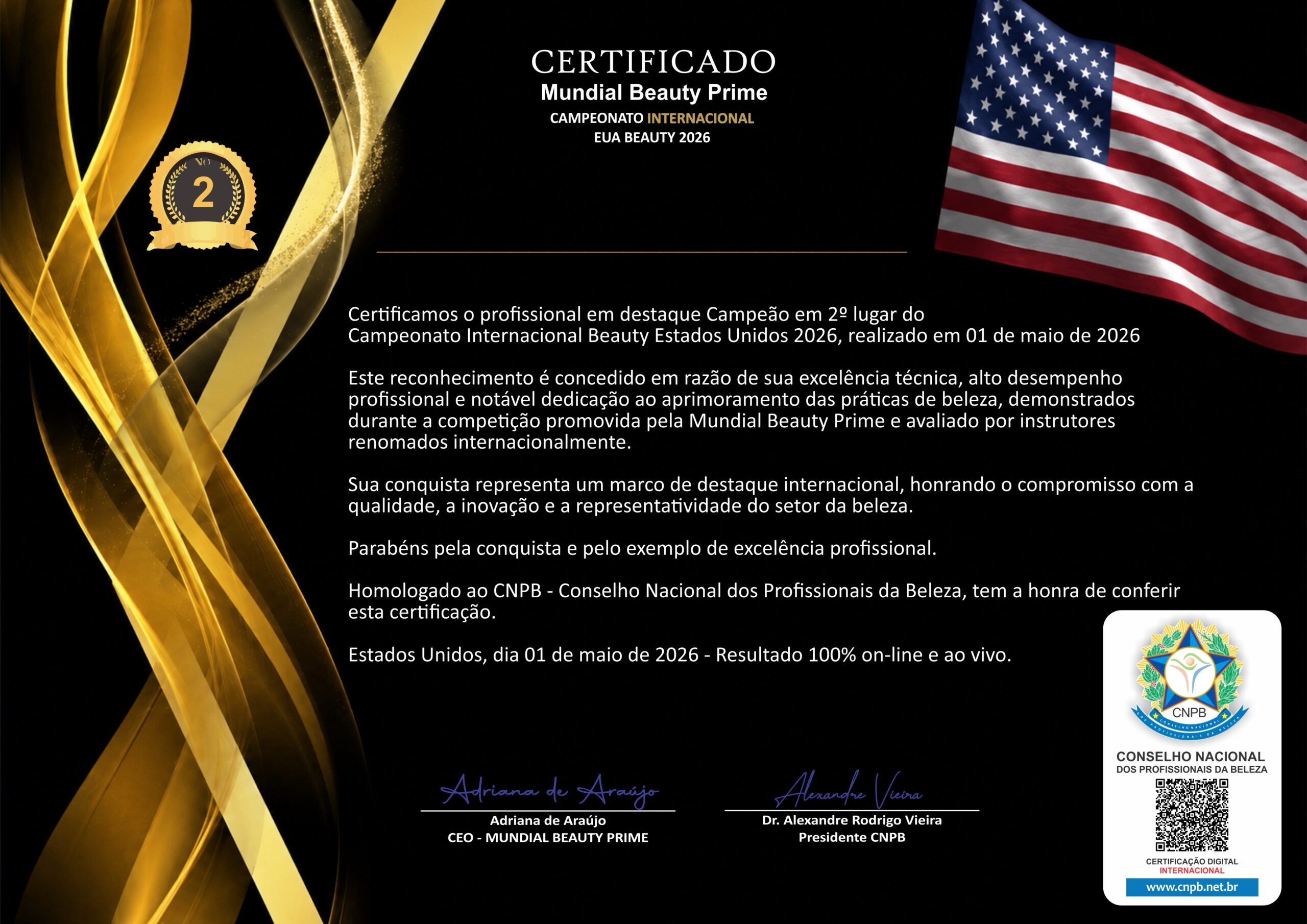 Mundial Beauty Prime – Campeonato Internacional EUA Beauty 2026 – 2ª Edição