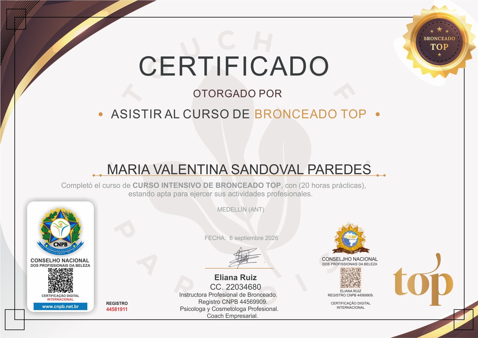 MARIA VALENTINA SANDOVAL PAREDES