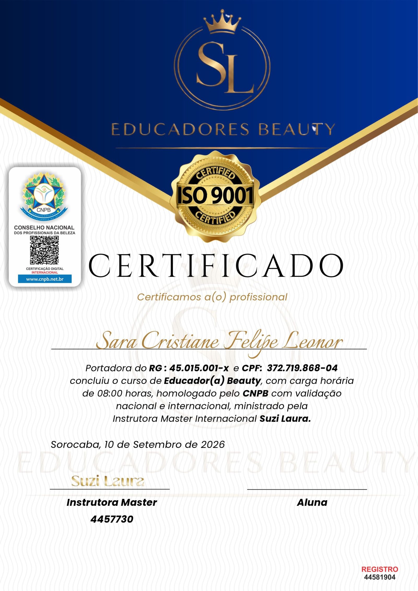 SARA CRISTIANE FELIPE LEONOR